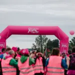 arche gonflable ruban rose