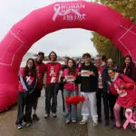 arche gonflable ronde ruban rose