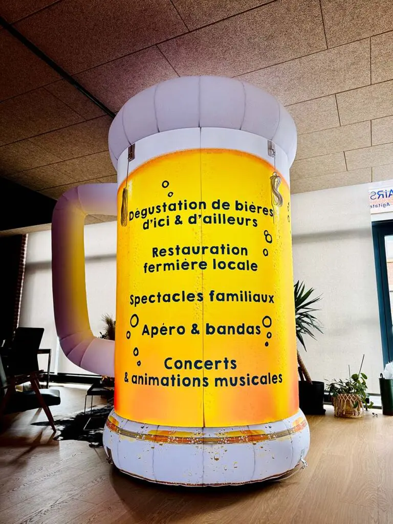 Chope de bière gonflable Fermiers de l'Aveyron chope biere gonflable fermiers aveyron verso chope biere gonflable fermiers aveyron verso