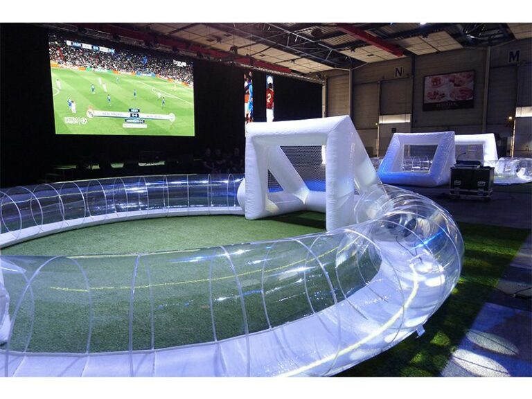 But de football gonflable commercial, tir au but, défi de vitesse, cage de tir
