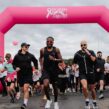arche gonflable course sportive ruban rose