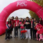 arche gonflable ronde ruban rose